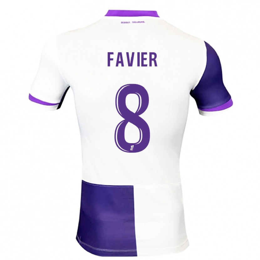 Danxen Bambino Maglia Luca Favier #8 Viola Bianco Kit Gara Home 2025/26 Maglietta
