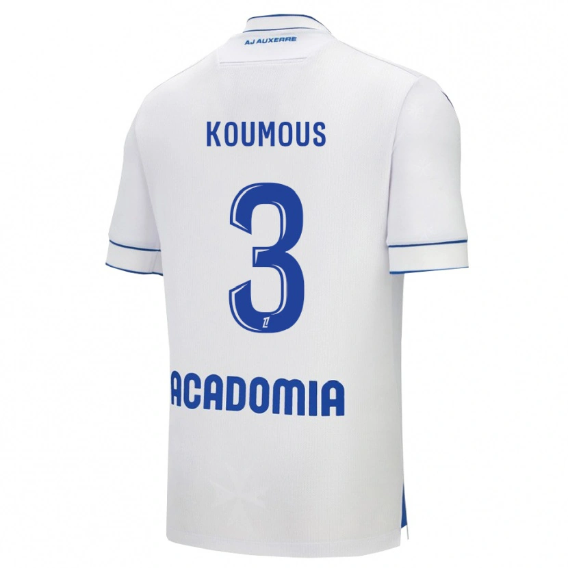 Danxen Bambino Maglia Ken Koumous #3 Bianco Blu Kit Gara Home 2025/26 Maglietta