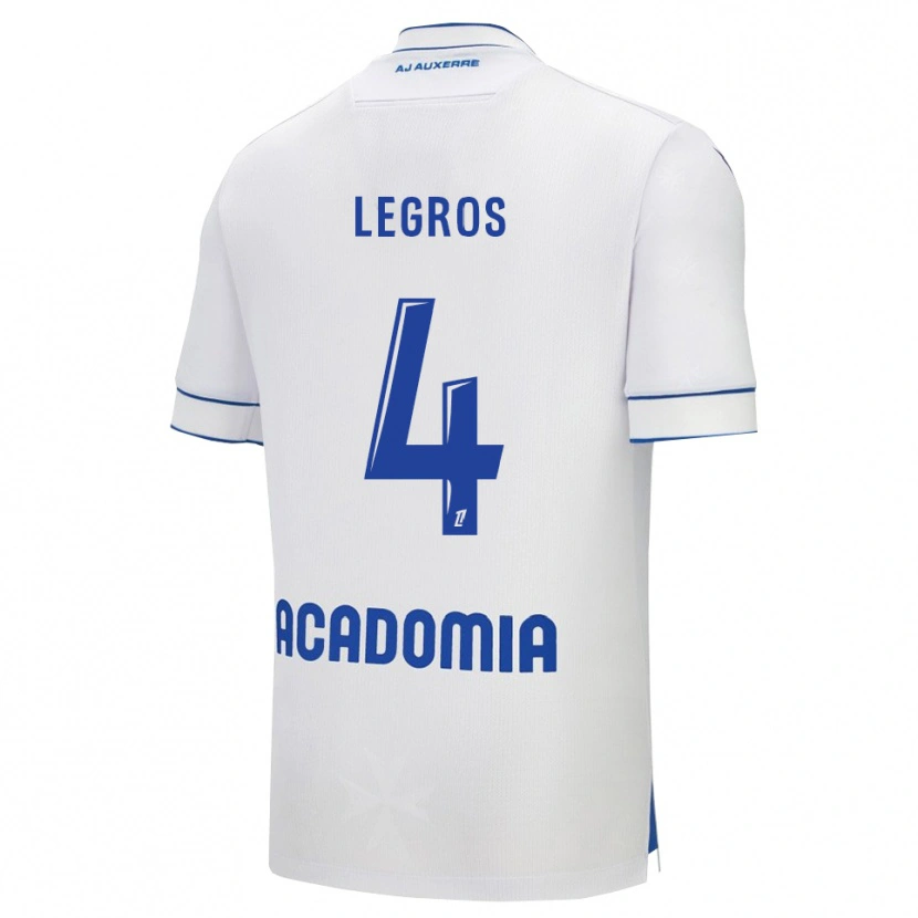 Danxen Bambino Maglia Elikya Legros #4 Bianco Blu Kit Gara Home 2025/26 Maglietta