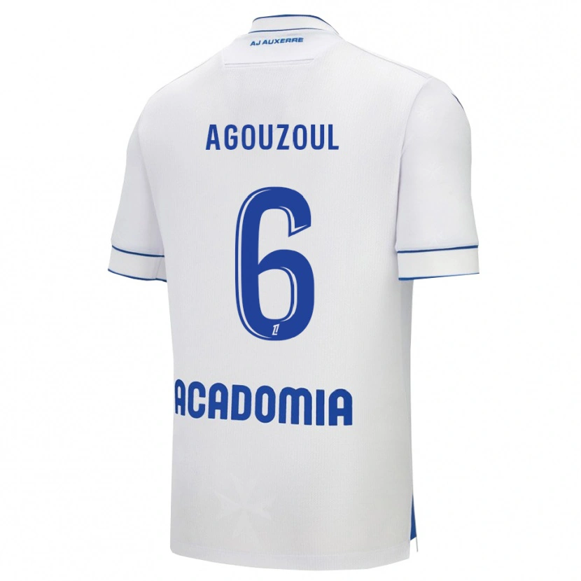 Danxen Bambino Maglia Saad Agouzoul #6 Bianco Blu Kit Gara Home 2025/26 Maglietta