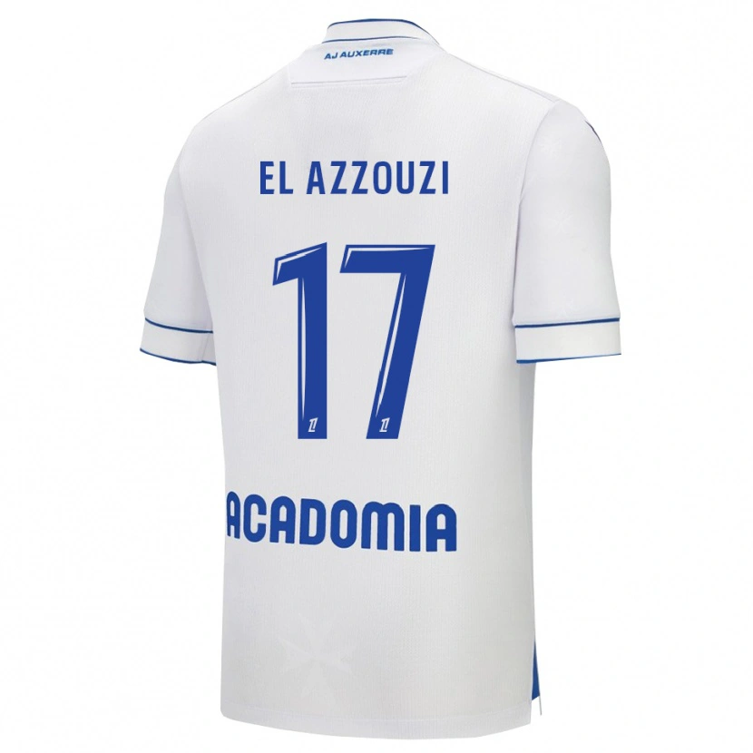 Danxen Bambino Maglia Oussama El Azzouzi #17 Bianco Blu Kit Gara Home 2025/26 Maglietta