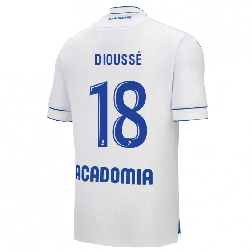 Danxen Bambino Maglia Assane Dioussé #18 Bianco Blu Kit Gara Home 2025/26 Maglietta