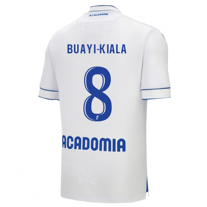 Danxen Bambino Maglia Nathan Buayi-Kiala #8 Bianco Blu Kit Gara Home 2025/26 Maglietta