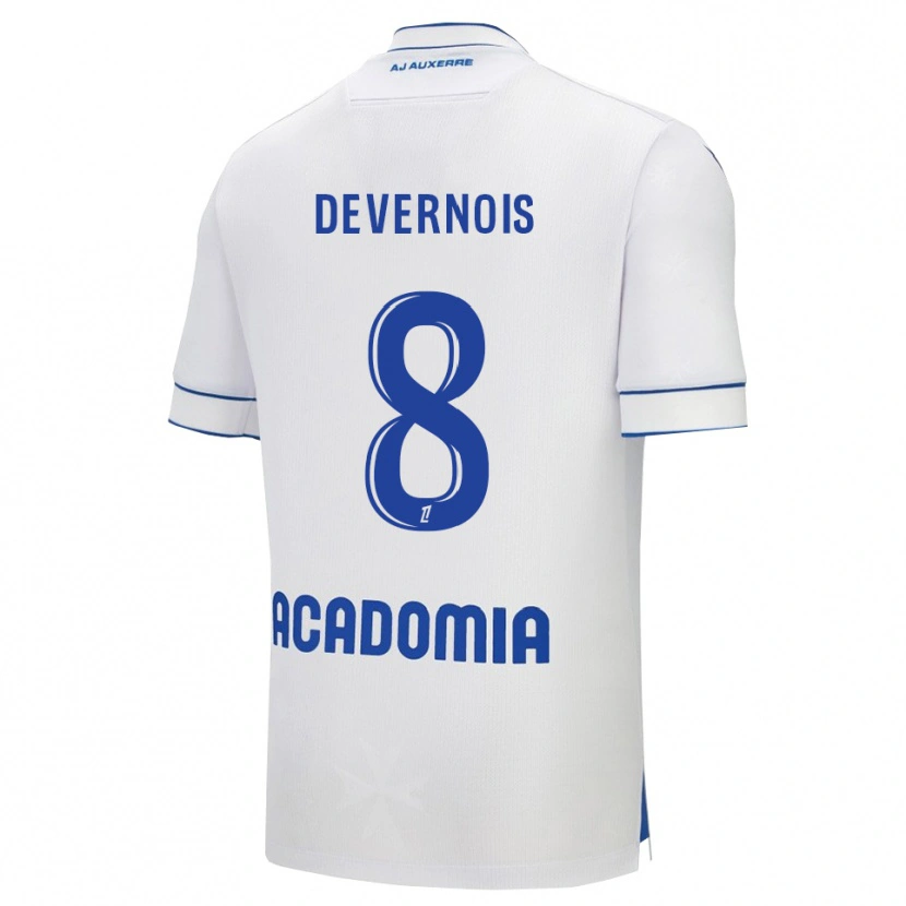 Danxen Bambino Maglia Tidiane Devernois #8 Bianco Blu Kit Gara Home 2025/26 Maglietta