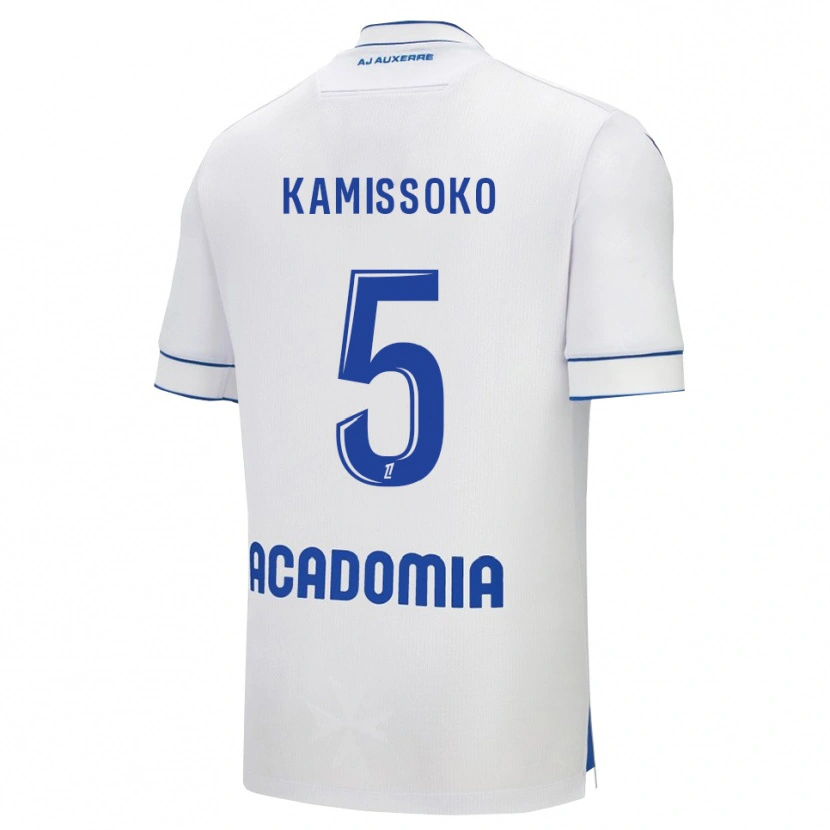 Danxen Bambino Maglia Idriss Kamissoko #5 Bianco Blu Kit Gara Home 2025/26 Maglietta