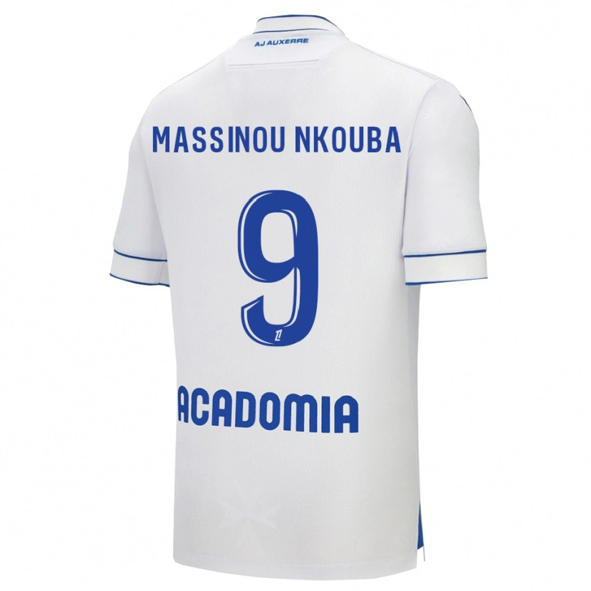 Danxen Bambino Maglia Pierre Massinou Nkouba #9 Bianco Blu Kit Gara Home 2025/26 Maglietta