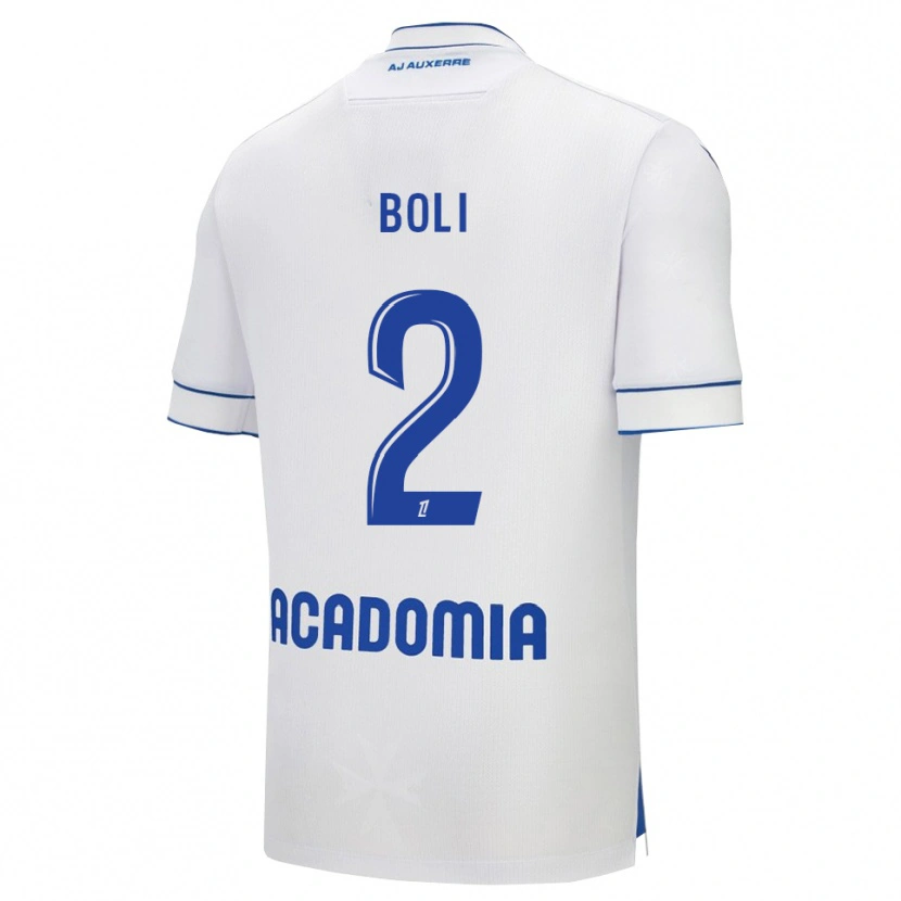 Danxen Bambino Maglia Franck Boli #2 Bianco Blu Kit Gara Home 2025/26 Maglietta