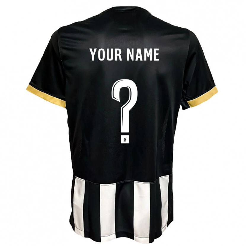 Danxen Bambino Maglia Il Tuo Nome #0 Nero Bianco Kit Gara Home 2025/26 Maglietta