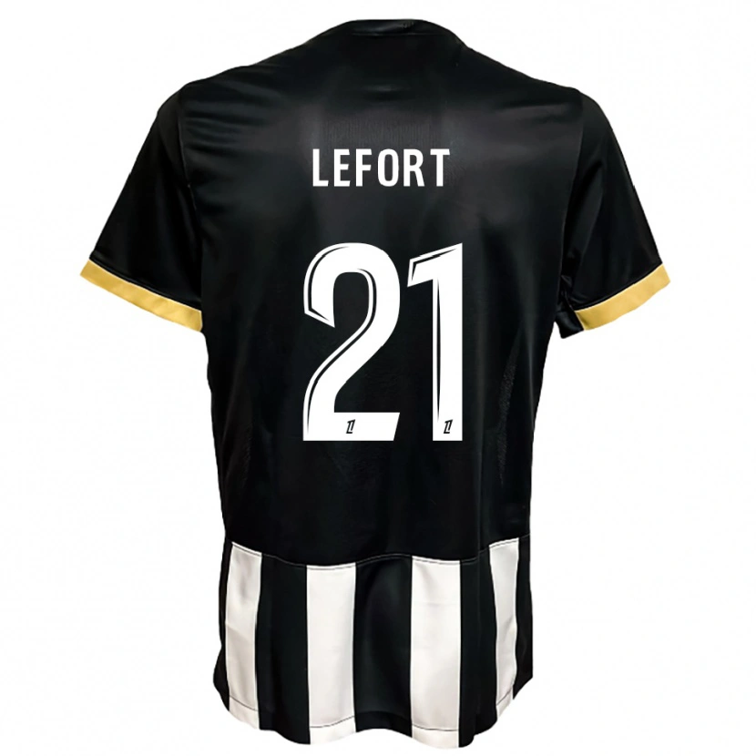 Danxen Bambino Maglia Jordan Lefort #21 Nero Bianco Kit Gara Home 2025/26 Maglietta