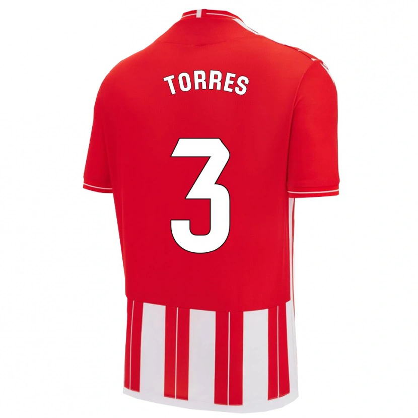 Danxen Bambino Maglia Álex Torres #3 Rosso Bianco Kit Gara Home 2025/26 Maglietta