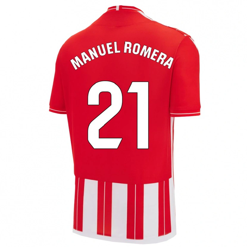 Danxen Bambino Maglia José Manuel Romera #21 Rosso Bianco Kit Gara Home 2025/26 Maglietta