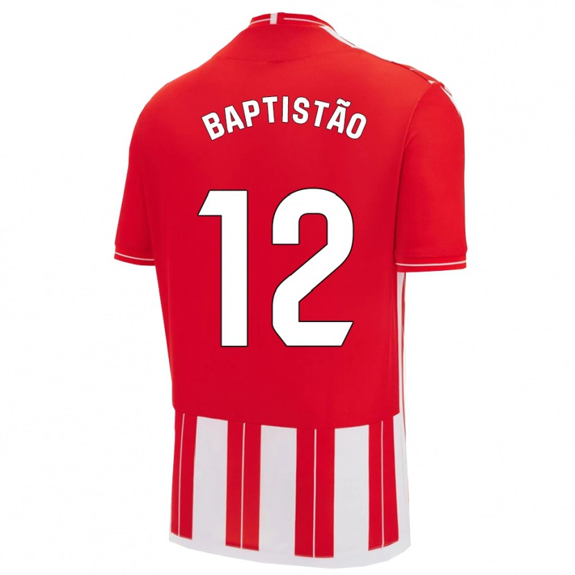 Danxen Bambino Maglia Léo Baptistão #12 Rosso Bianco Kit Gara Home 2025/26 Maglietta