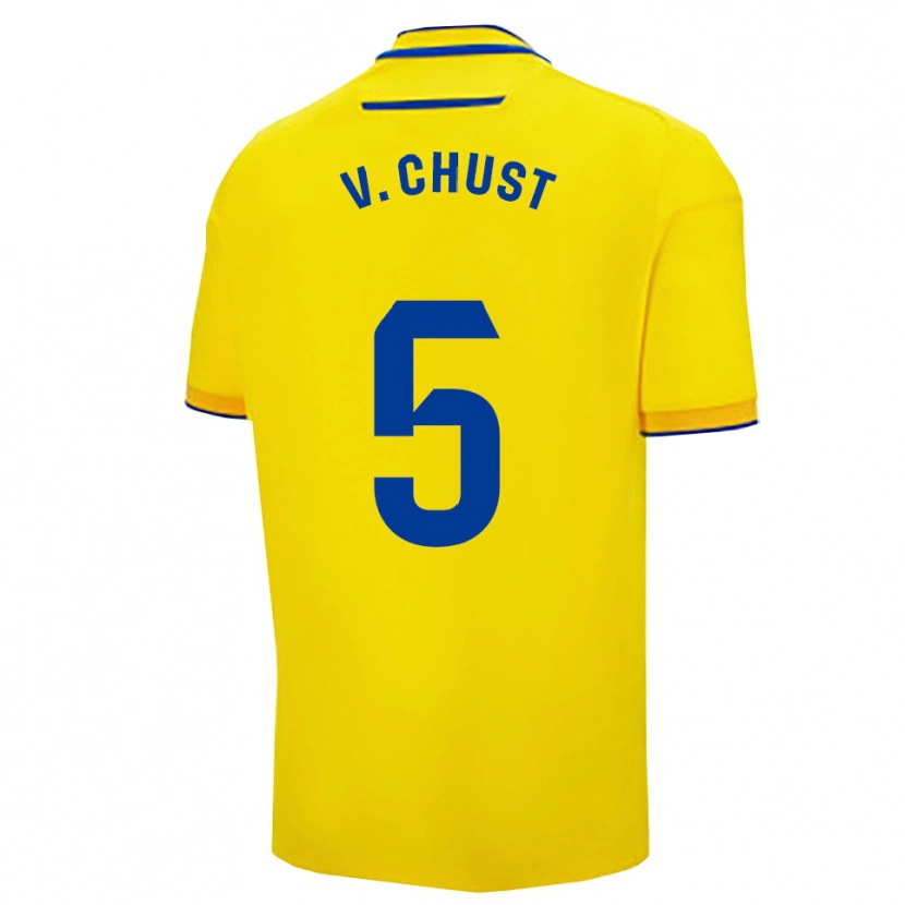 Danxen Bambino Maglia Víctor Chust #5 Giallo Blu Scuro Kit Gara Home 2025/26 Maglietta