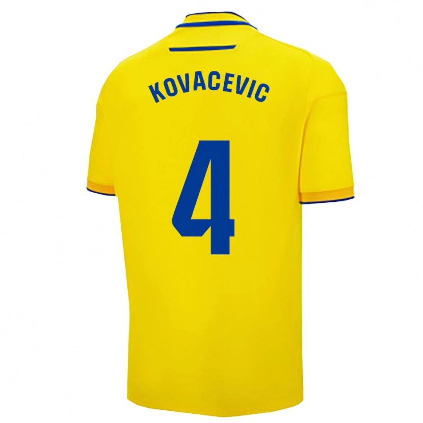 Danxen Bambino Maglia Bojan Kovacevic #4 Giallo Blu Scuro Kit Gara Home 2025/26 Maglietta