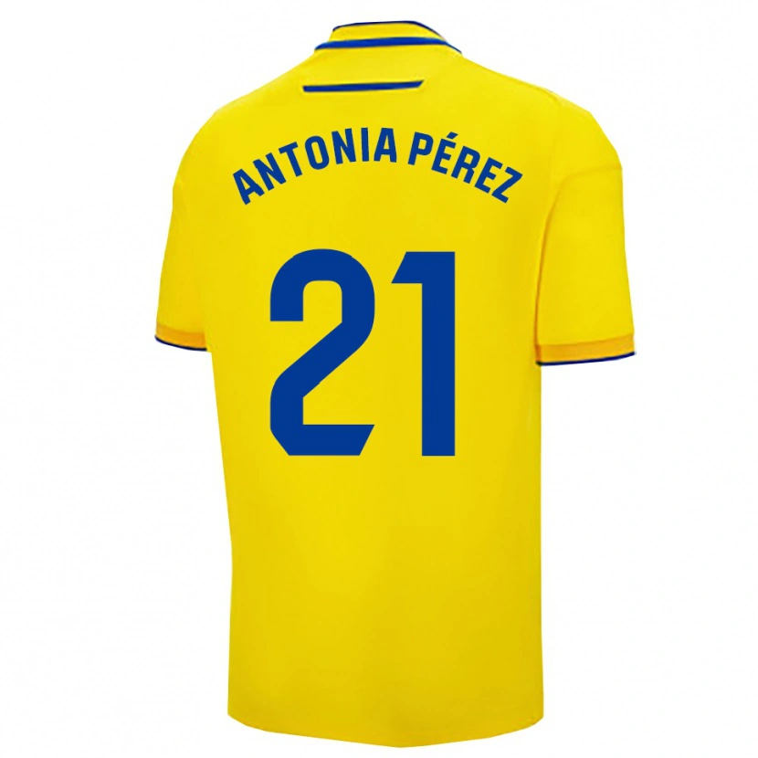 Danxen Bambino Maglia Antonia Pérez Lopez #21 Giallo Blu Scuro Kit Gara Home 2025/26 Maglietta