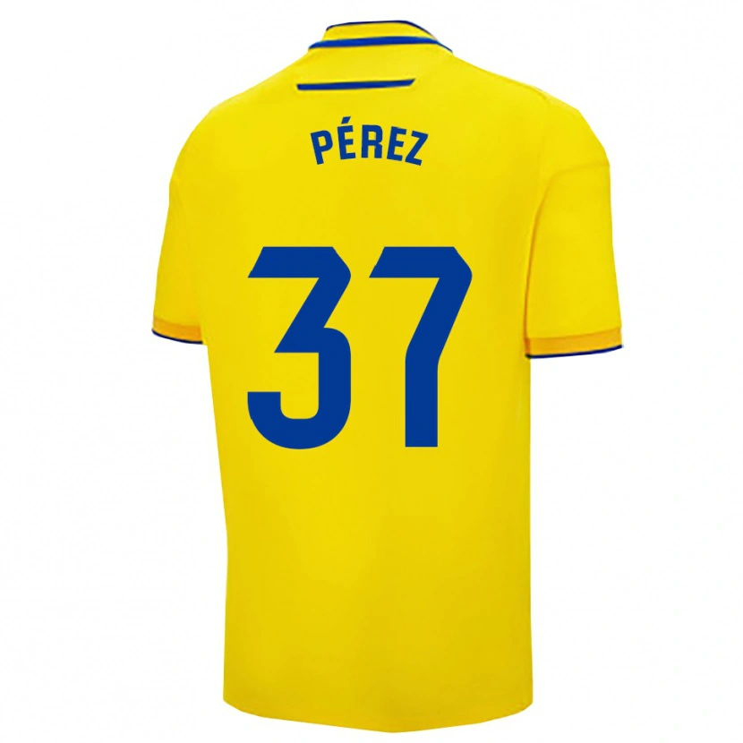 Danxen Bambino Maglia David Pérez #37 Giallo Blu Scuro Kit Gara Home 2025/26 Maglietta