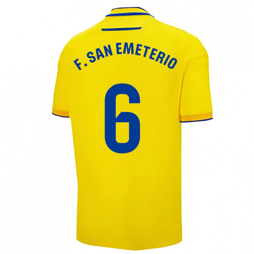 Danxen Bambino Maglia Fede San Emeterio #6 Giallo Blu Scuro Kit Gara Home 2025/26 Maglietta