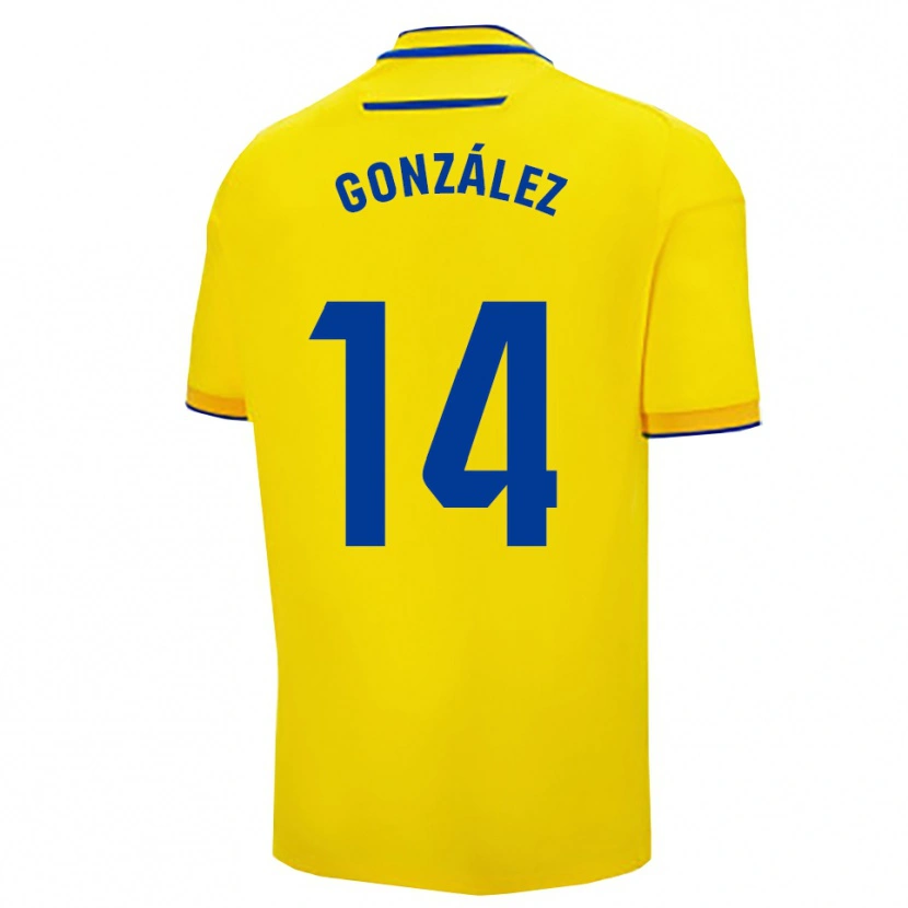 Danxen Bambino Maglia Joaquín González #14 Giallo Blu Scuro Kit Gara Home 2025/26 Maglietta