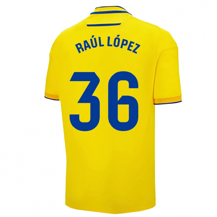 Danxen Bambino Maglia Raúl López #36 Giallo Blu Scuro Kit Gara Home 2025/26 Maglietta