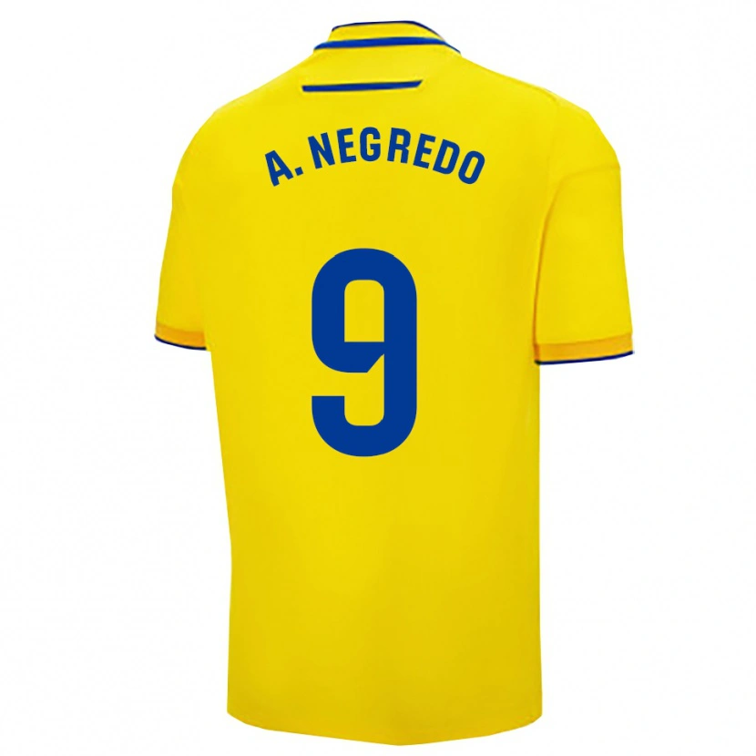 Danxen Bambino Maglia Álvaro Negredo #9 Giallo Blu Scuro Kit Gara Home 2025/26 Maglietta