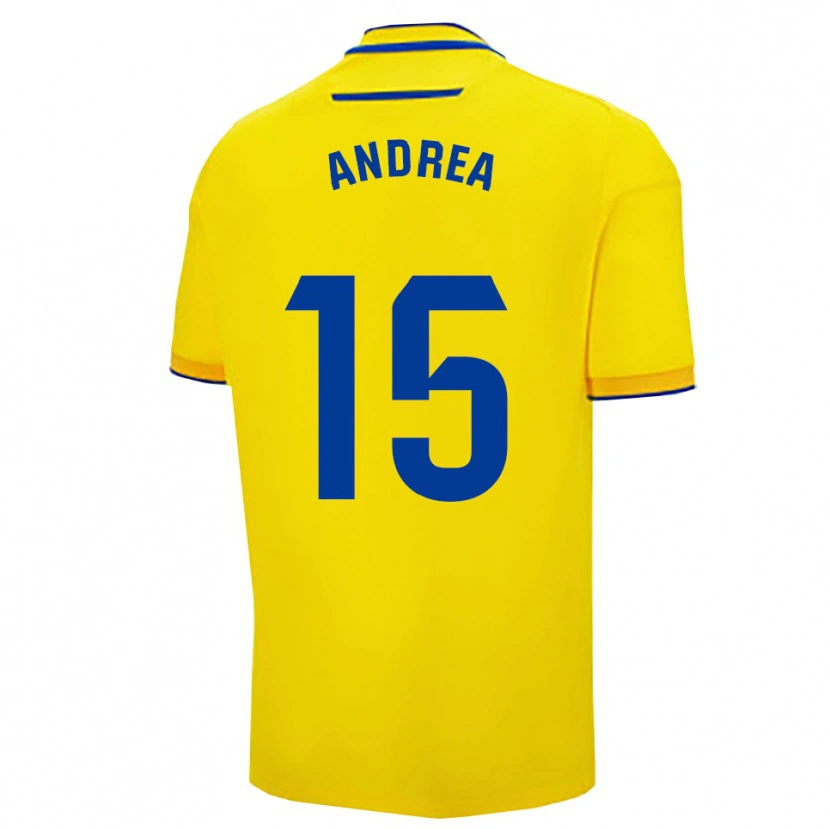 Danxen Bambino Maglia Andrea Sánchez Moreno #15 Giallo Blu Scuro Kit Gara Home 2025/26 Maglietta