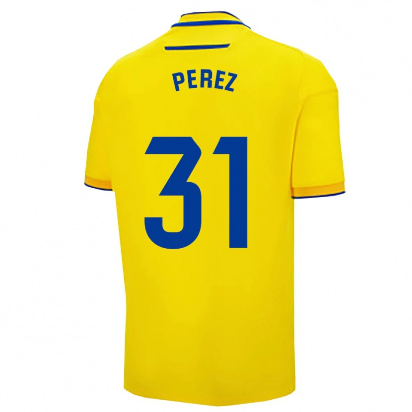 Danxen Bambino Maglia Ángel Pérez #31 Giallo Blu Scuro Kit Gara Home 2025/26 Maglietta