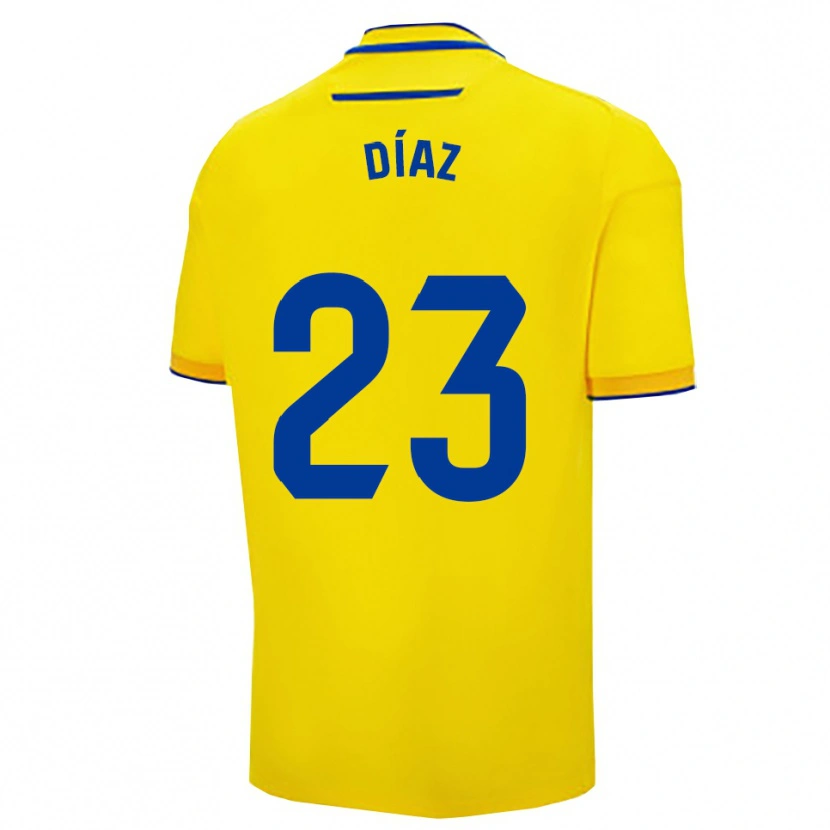 Danxen Bambino Maglia Juan Díaz #23 Giallo Blu Scuro Kit Gara Home 2025/26 Maglietta