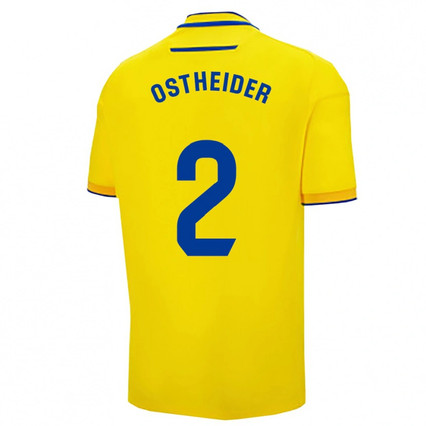 Danxen Bambino Maglia Joachim Ostheider #2 Giallo Blu Scuro Kit Gara Home 2025/26 Maglietta