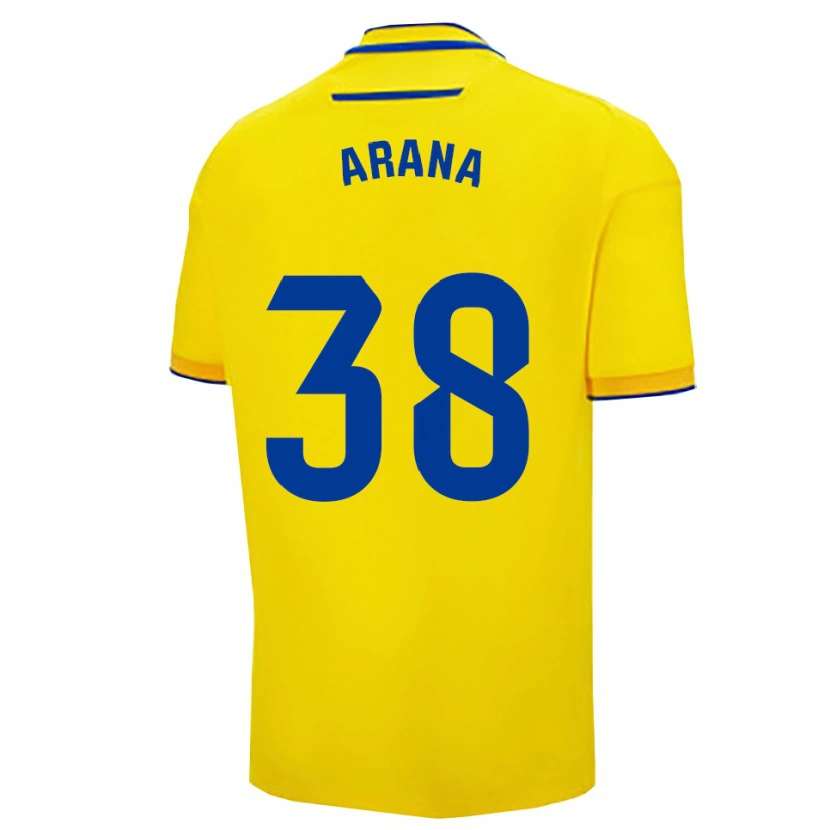 Danxen Bambino Maglia Pablo Arana #38 Giallo Blu Scuro Kit Gara Home 2025/26 Maglietta