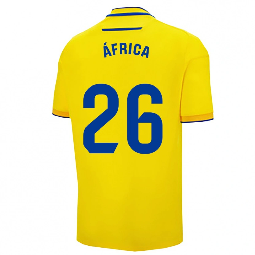 Danxen Bambino Maglia África Dueñas Ariza #26 Giallo Blu Scuro Kit Gara Home 2025/26 Maglietta