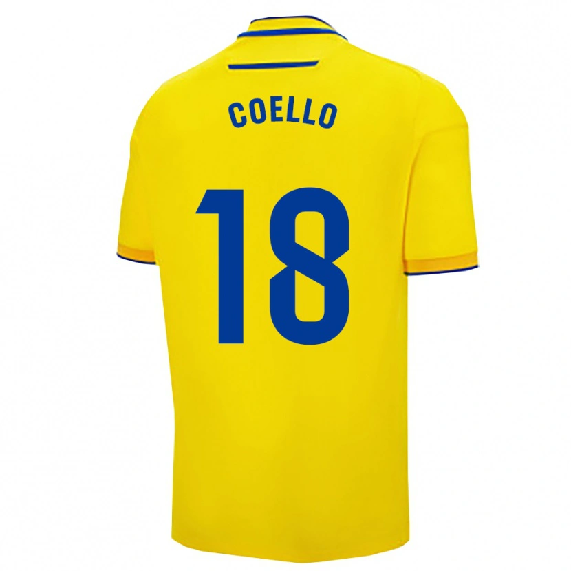 Danxen Bambino Maglia María Del Carmen Coello Vidal #18 Giallo Blu Scuro Kit Gara Home 2025/26 Maglietta