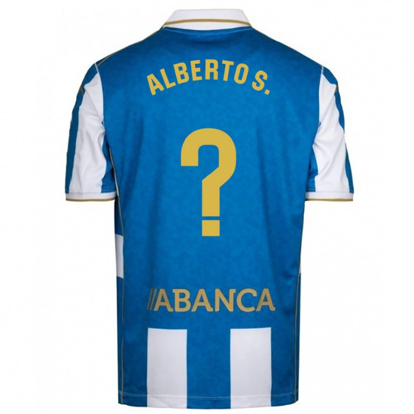 Danxen Bambino Maglia Alberto Sánchez #0 Bianco Blu Kit Gara Home 2025/26 Maglietta