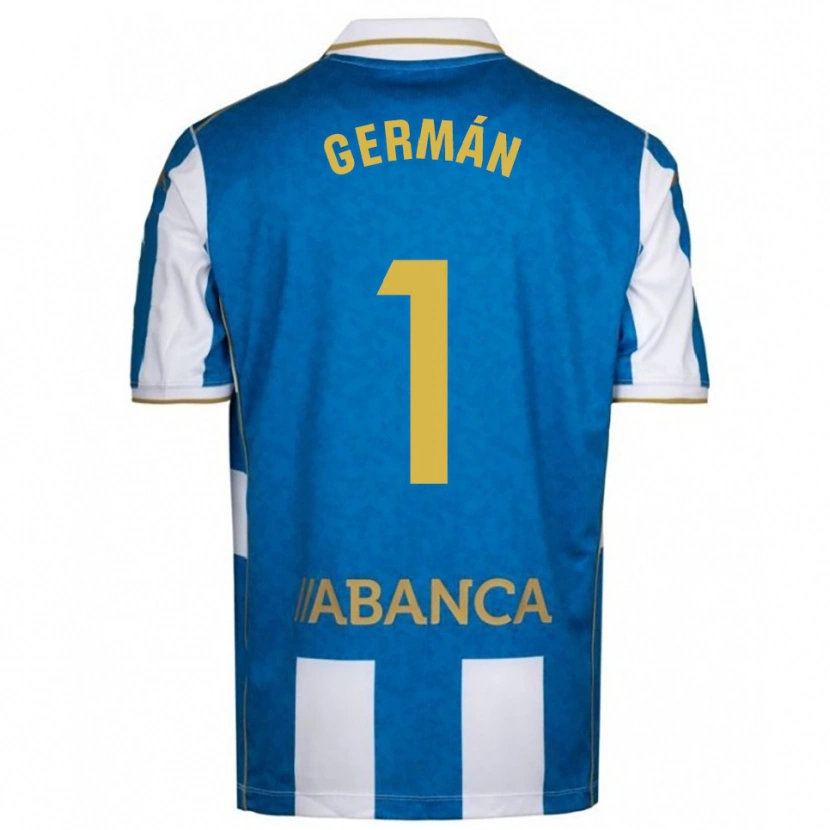 Danxen Bambino Maglia Germán Parreño #1 Bianco Blu Kit Gara Home 2025/26 Maglietta