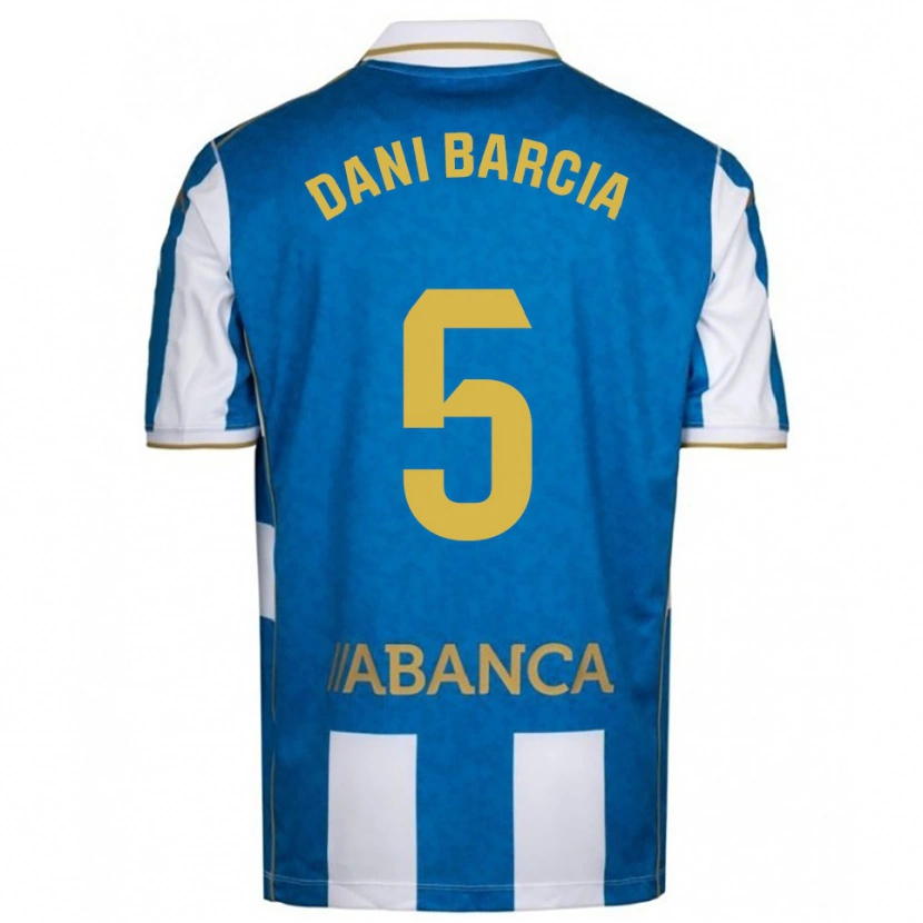 Danxen Bambino Maglia Dani Barcia #5 Bianco Blu Kit Gara Home 2025/26 Maglietta