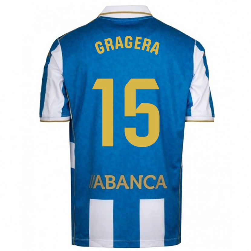 Danxen Bambino Maglia José Gragera #15 Bianco Blu Kit Gara Home 2025/26 Maglietta