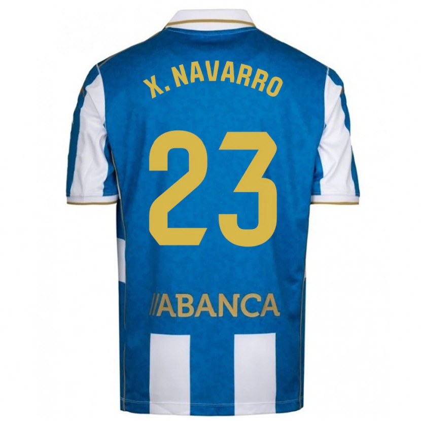 Danxen Bambino Maglia Ximo Navarro #23 Bianco Blu Kit Gara Home 2025/26 Maglietta