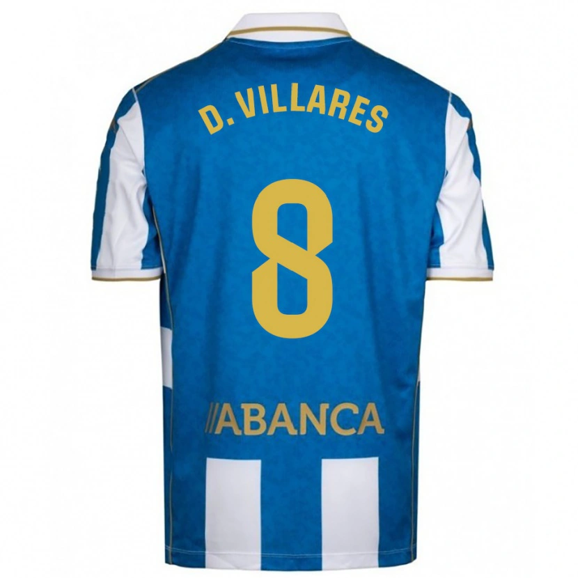 Danxen Bambino Maglia Diego Villares #8 Bianco Blu Kit Gara Home 2025/26 Maglietta