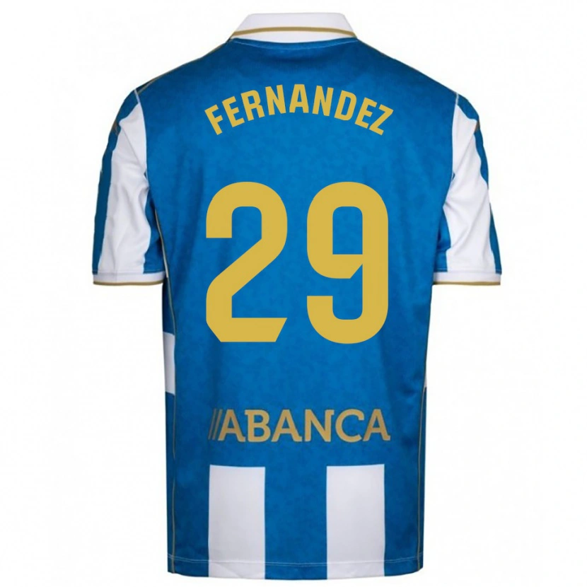 Danxen Bambino Maglia Samu Fernández #29 Bianco Blu Kit Gara Home 2025/26 Maglietta