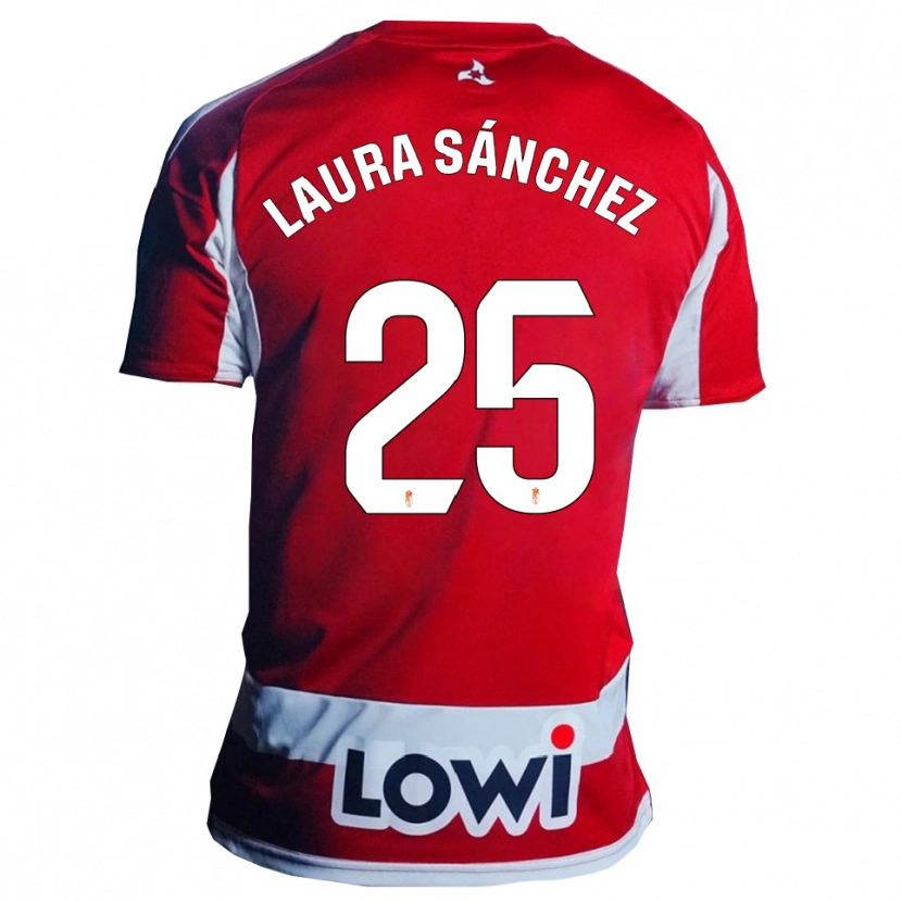 Danxen Bambino Maglia Laura Sánchez Comuñas #25 Rosso Bianco Kit Gara Home 2025/26 Maglietta