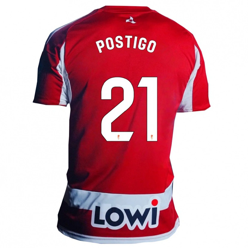 Danxen Bambino Maglia Cristina Postigo Martín #21 Rosso Bianco Kit Gara Home 2025/26 Maglietta