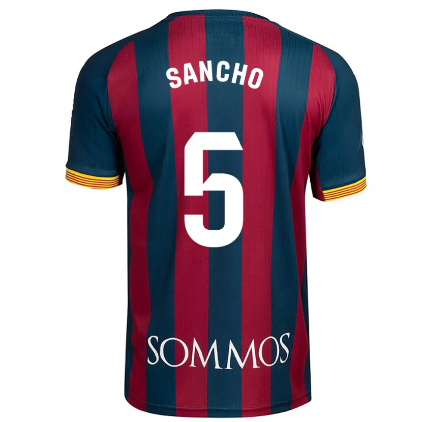 Danxen Bambino Maglia Esther Sancho #5 Blu Scuro Rosso Kit Gara Home 2025/26 Maglietta