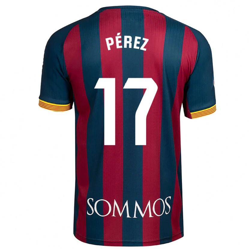 Danxen Bambino Maglia Ángel Pérez #17 Blu Scuro Rosso Kit Gara Home 2025/26 Maglietta