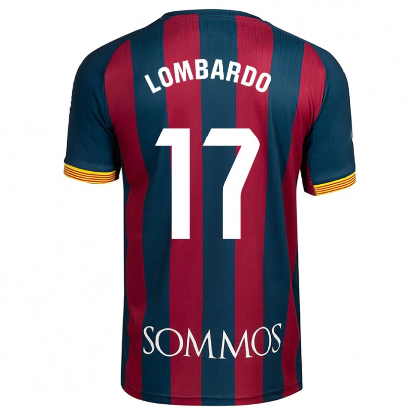 Danxen Bambino Maglia Enzo Lombardo #17 Blu Scuro Rosso Kit Gara Home 2025/26 Maglietta