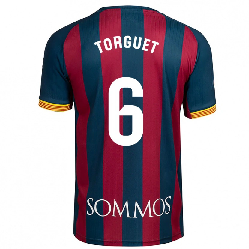 Danxen Bambino Maglia Miguel Torguet #6 Blu Scuro Rosso Kit Gara Home 2025/26 Maglietta