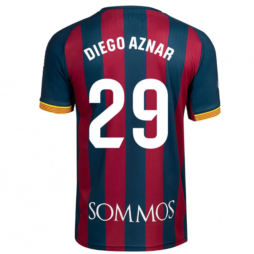 Danxen Bambino Maglia Diego Aznar #29 Blu Scuro Rosso Kit Gara Home 2025/26 Maglietta