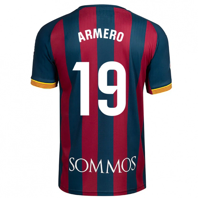 Danxen Bambino Maglia Sergi Armero #19 Blu Scuro Rosso Kit Gara Home 2025/26 Maglietta