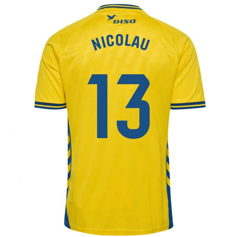 Danxen Bambino Maglia Nacho Nicolau #13 Giallo Blu Kit Gara Home 2025/26 Maglietta