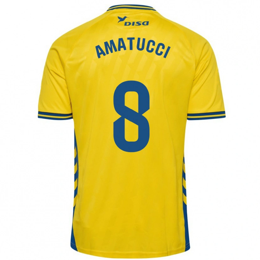 Danxen Bambino Maglia Lorenzo Amatucci #8 Giallo Blu Kit Gara Home 2025/26 Maglietta