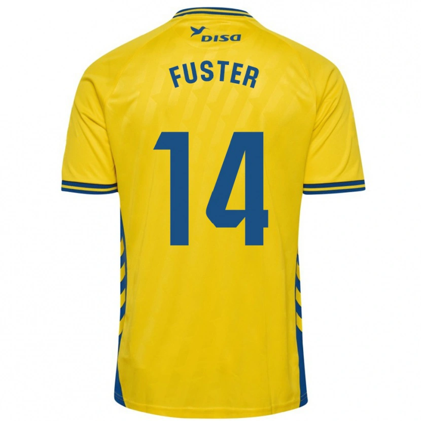 Danxen Bambino Maglia Manu Fuster #14 Giallo Blu Kit Gara Home 2025/26 Maglietta