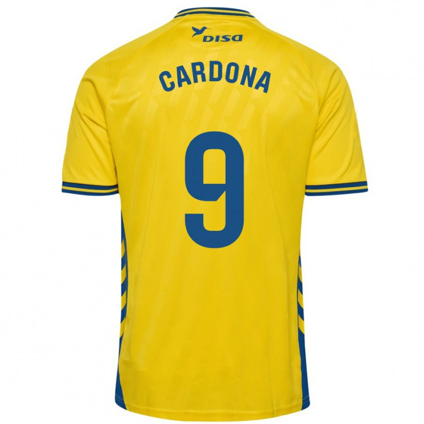 Danxen Bambino Maglia Marc Cardona #9 Giallo Blu Kit Gara Home 2025/26 Maglietta